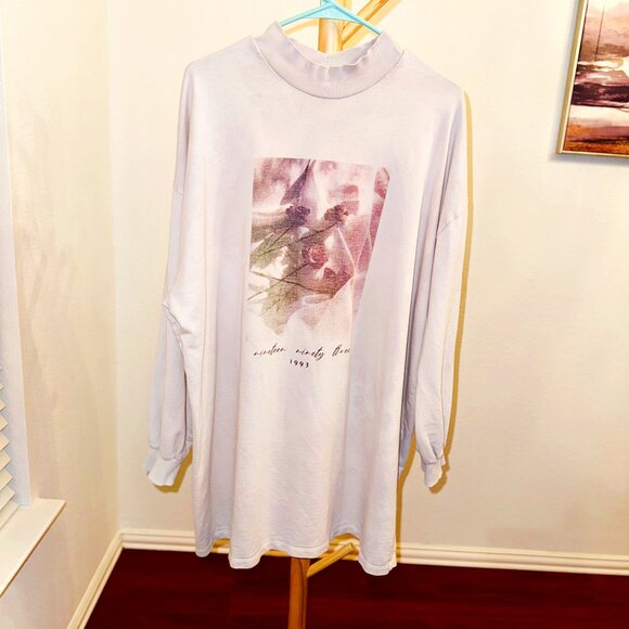 ASOS Design Oversized Mock Neck Graphic Sweatshirt Dress Size 10 - Picture 1 of 3